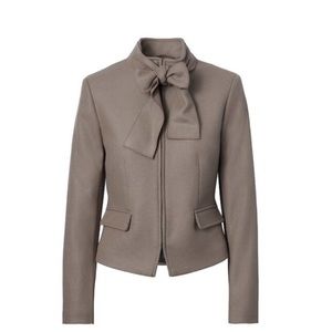 Banana Taupe Italian Melton Wool Bow Neck Jacket